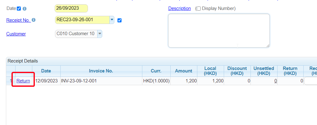 或者在收款/退貨選客戶,找到發票,再按「銷售退回」 或者在收款/退貨選客戶,找到發票,再按「銷售退回」